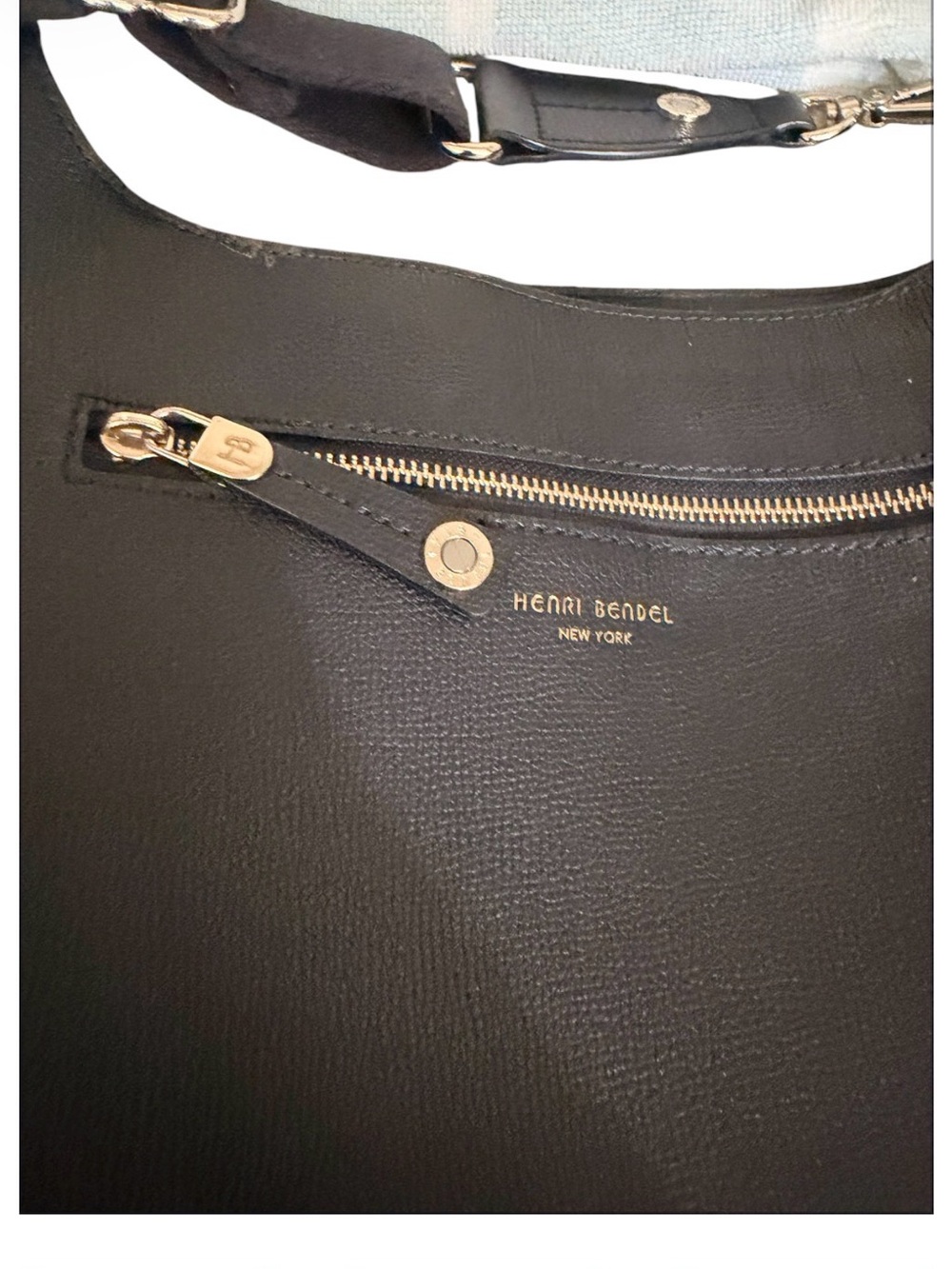 henri bendel Black Pebbled Leather Shoulder Bag with Gold Hardware As Is - Picture 8 of 15